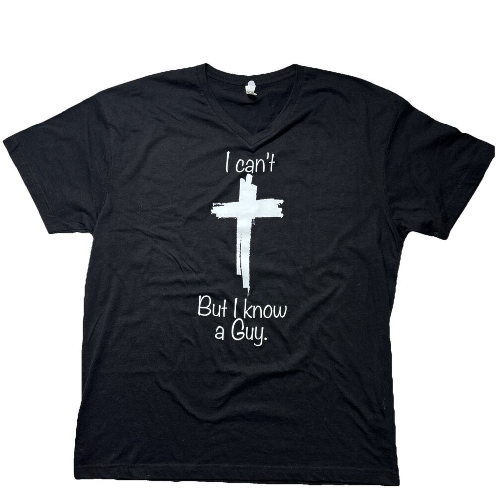 Christian Graphic Tshirt V-Neck Black Unisex Size XL